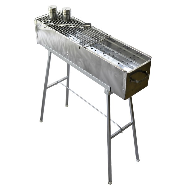Party Griller Yakitori Grill 32" Stainless Steel Charcoal Grill w/ 20" and 12" Stainless Steel Mesh Grate