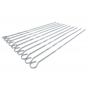 Metal Flat Barbecue Skewers - Chromed Zinc Alloy & 15 Inches Long for Skewer BBQ Grilling - Set of 10 