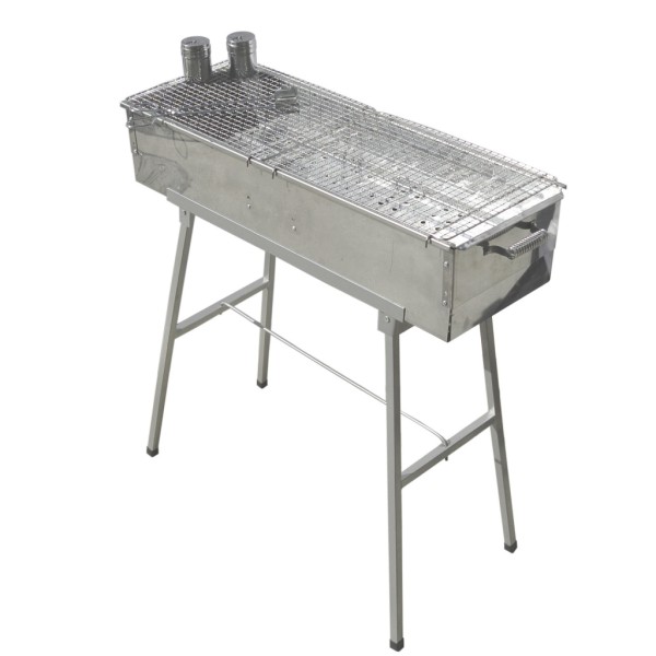 Party Griller Yakitori Grill 32" x 11" Extra Wide Stainless Steel Charcoal Grill w/ 2x Stainless Steel Mesh Grate