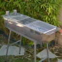 Party Griller Yakitori Grill 32" x 11" Extra Wide Stainless Steel Charcoal Grill w/ 2x Stainless Steel Mesh Grate