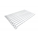 Metal Flat Barbecue Skewers - Chromed Zinc Alloy & 15 Inches Long for Skewer BBQ Grilling - Set of 10 